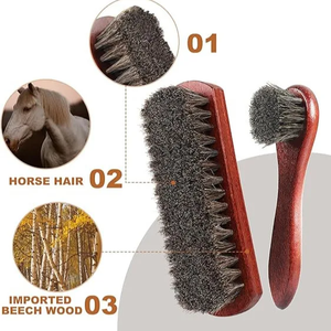 2 pccs सींग के चमके शरीर दोनों ब्रश किट पॉलिश के बच्चे चमड़े के जूते जूते देखभाल ब्रश साफ ब्रश - Product Image 5