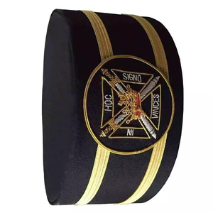 2025 tout nouveau personnalisé maçonnique Regalia chevaliers templiers commanderie couronne casquette noir brodé à la main cérémonie chapeau coton - Product Image 6
