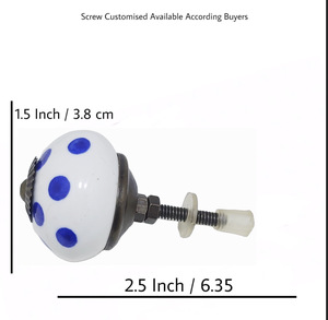 Venta caliente azul lunares perillas de cerámica blanca cajón Industrial manija del Gabinete Tiradores para dormitorio cocina armario comedor - Product Image 3