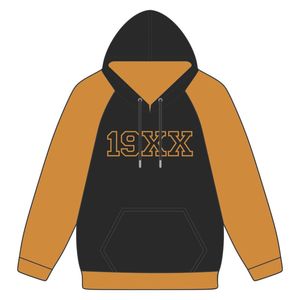 Felpa con cappuccio ricamata alfa APA con maniche Raglan oro nero e vecchio abbigliamento greco confraternita divino nove anno di fondazione 190X - Product Image 2
