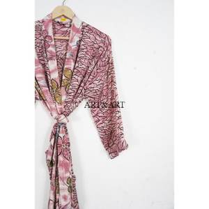 Kimono Estilo Occidental con Cuello en V, 100% Seda, TOPSHOP, Cierre con Cordón, Cintura Ajustable con Cinturón, Largo, Ropa Casual para el Hogar, Bata para Dormir - Product Image 3