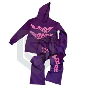 Sweats à capuche bruts personnalisés pantalons de survêtement évasés et ensembles de sweat à capuche courts hommes survêtement imprimé bouffant 3D ensemble de survêtement 2023 - Product Image 1