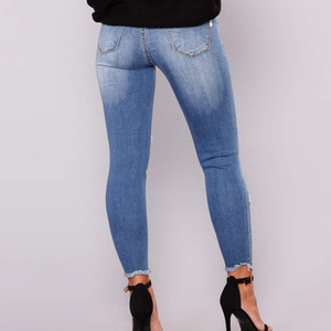 Nouveau jean vintage skinny pour femme, coupe droite, poches, taille haute, séchage rapide, respirant, 100 % coton, léger, personnalisé - Product Image 3