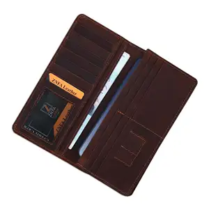 High Quality Cowhide Bags & Cases Men Customized Design Pockets Men Hot Selling Long Leather Wallets