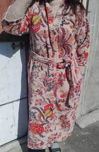 Femmes corail polaire longue coton Kimono Robe motif fleuri doux velours imprimé grande taille Maxi boutonné maison porter sommeil été - Product Image 4