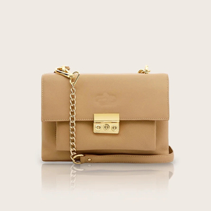 Sac à bandoulière en cuir Cosmos Tan de qualité supérieure pour femmes avec poignée en chaîne plaquée or sac à bandoulière Messenger pour femmes - Product Image 1