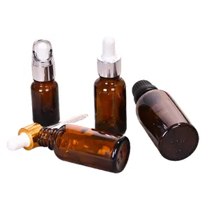 Chai dầu màu nâu với nắp màu đen 10ml 30ml chai dầu tốt với ống nhỏ giọt hổ phách màu nâu tinh dầu chai chăm sóc da