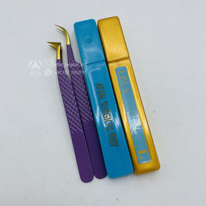 Pince à cils en acier inoxydable violet or rose de haute qualité outil d'extension de cils durable en gros - Product Image 4