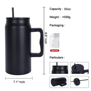 Custom 50oz Big Large Capacity Double Wall 304 Stainless Steel Insulated Vacuum Tumbler Cup With Straw