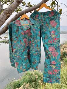 Ropa de dormir de algodón con estampado de pájaros sexy para mujer, traje de noche suave con pantalón, ropa de noche para niñas, trajes de dormir - Product Image 3