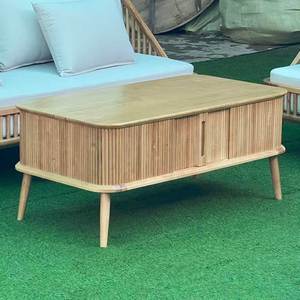 Durable 120x40cm Rectangular Ash Wood <b>Coffee</b> <b>Table</b> with Sliding Doors Living Room Side <b>Table</b>-TT68272 - Product Image 5