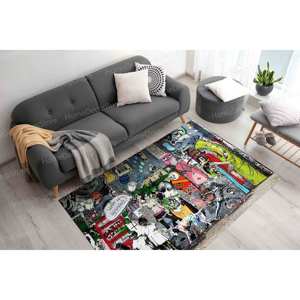 Alfombra con Estampado de Grafiti, Alfombra de Grafiti de Banksy, Alfombra Abstracta, Alfombra Decorativa, Alfombra Suave No Tejida - Product Image 1