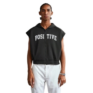 Camisetas sin mangas con capucha de entrenamiento para hombre con estampado personalizado, tejido de rizo que absorbe la humedad, culturismo, corte muscular, sudaderas sin mangas para gimnasio - Product Image 1
