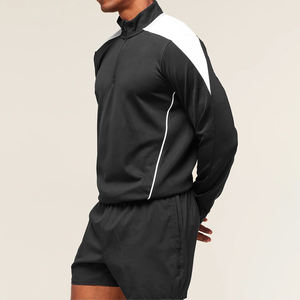 Haut d'entraînement à fermeture éclair pour hommes, veste de sport légère et respirante avec panneaux d'épaule contrastés pour la salle de sport, la course à pied et les vêtements d'équipe - Product Image 2