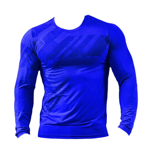 Men's Long Sleeve Fitted <b>Compression</b> <b>Shirt</b> Geometric Print Moisture Wicking Breathable Quick Dry Crew Neck Polyester Full Sleeve - Product Image 1