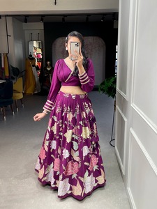 Le dernier concepteur de Fab Zone Georgette broderie fil séquence travail Lehenga Choli pakistanais indien robe adultes coton mariage - Product Image 2