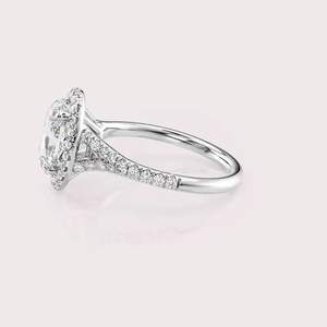 Women's 9kt Rose / Yellow / White Gold Rhodium Plated IGI Certified Ring Lab Created Oval Diamond Halo Frame Diamond Rings - Product Image 2