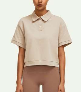 Offre Spéciale nouveau modèle décontracté culture polos pour femmes haute qualité 100% coton femmes culture POLO chemise logo personnalisé - Product Image 1