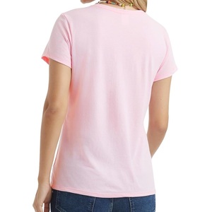 Meilleure vente T-shirt écologique à manches courtes et col en V pour femmes 100% coton confortable avec pente d'épaule Service OEM offert - Product Image 2
