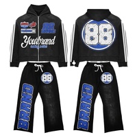 Survêtement de sport réversible pour homme, en coton pur respirant, personnalisable, deux pièces, avec capuche et impression de lettres en relief