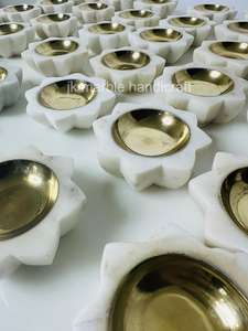 Festivals Décoration traditionnelle Marbre blanc Diya T-light Design floral et article fait main Vente en gros Meilleur prix - Product Image 5