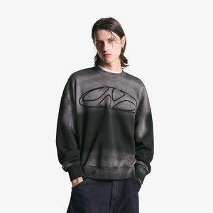 Pull vintage ras du cou lavé sweats pour hommes lavage à l'acide sérigraphié surdimensionné poids lourd 100% coton mélangé haut athlétique - Product Image 6