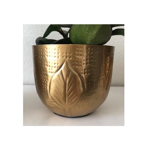 hot selling Luxury decorative Planter pots Golden Finished Embossed Round Design Metal Iron Flower Pot & Planter for Home <b>Garden</b> - Product Image 1