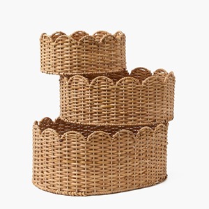 Juego de 3 Cestas Ovaladas de Ratán con Borde Festoneado, Hechas a Mano, Ecológicas, Hechas en Vietnam, Venta al Por Mayor - Product Image 1