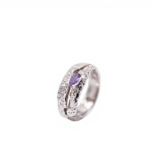 Handmade Hand Carved <b>Amethyst</b> Gemstone Organic Branch Style Vintage 925 Sterling <b>Silver</b> <b>Ring</b> Band Made Turkey - Product Image 1