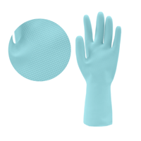 Guantes de Cocina Modernos para Mujer, Color Azul Pastel Claro, Impermeables, de Goma Natural, Forrados de Algodón, Medianos, 300 mm, para Verano y Exteriores