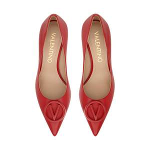 รองเท้าส้นเข็มแบบสวม V Logo D'Orsay สีแดง หัวปิด น้ำหนักเบา ผลิตในอิตาลี - Product Image 4