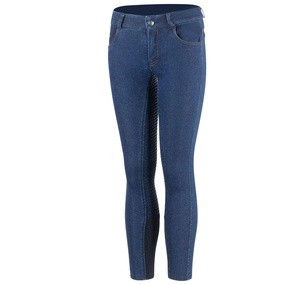 Lo último en mallas ecuestres de mezclilla suave OEM de cintura alta, pantalones de montar para mujer, ropa de alta calidad - Product Image 1