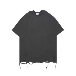Camiseta de lavado ácido unisex, ropa de calle de manga corta negra, diseño personalizado para hombres, estilo Hip Hop informal, logotipo frontal, logotipo personalizable - Product Image 1