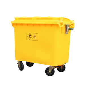 Medical Waste Bin Yellow Color 660L 1100L with 4 Wheels &amp; Foot Pedal, Clinical Hazardous Trash <strong>Containers</strong> - Product Image 4