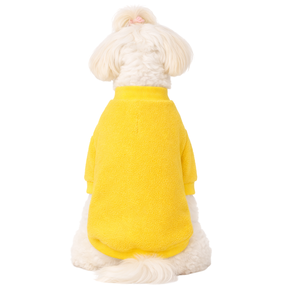 เสื้อสเวตเชิ้ตสุนัขขนฟลีซสีเหลืองเข้ม ผ้าพลัฌอุ่นสบาย คอริบ  ชุดฤดูหนาวแสนสบายสำหรับสุนัขตัวเล็ก - Product Image 2