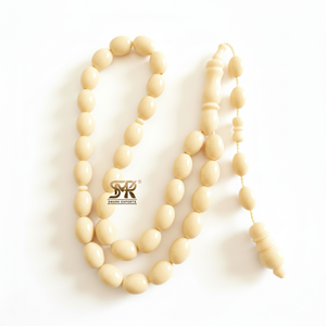 Tasbih en résine vert olive, perles de prière islamiques, misbaha, chapelet, zikr, mala, artisanal, écologique, 33 perles, lisses, musulman - Product Image 3