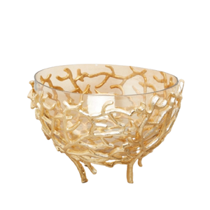 Support décoratif fantaisie plaqué or poli avec bol en verre pour noix et dattes, collection de fête Ramadan - Product Image 4