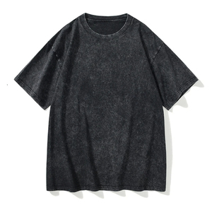 T-shirts délavés unisexe T-shirt de grande taille à épaules tombantes T-shirts à logo personnalisé quantité minimale de commande bas prix de gros - Product Image 2