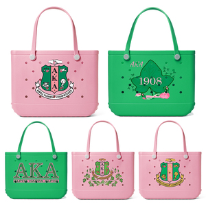 Bolsa de playa de silicona con estampado de dibujos animados, ecológica, transpirable, de goma, con orificios, de gran capacidad para compras. - Product Image 1