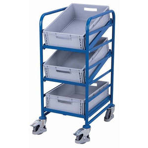 Variofit Euro <b>Box</b> <b>Trolley</b> 3 Plastic Boxes 200 kg Capacity Four-Wheel Thermoplastic Rubber Tires for Storage OEM Customizable - Product Image 1