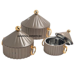 Juego de dos calentadores de alimentos de metal, cazuela de diseñador hecha a mano de alta calidad, olla caliente de metal de lujo con acabado blanco - Product Image 6