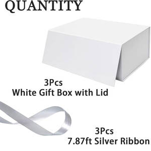 <b>Large</b> <b>Gift</b> <b>Box</b> for Present, 12.5 X 8.5 X 4.75 Inches, White <b>Gift</b> <b>Box</b> with Magnetic Lid, Collapsible <b>Gift</b> <b>Box</b> with Ribbons - Product Image 3
