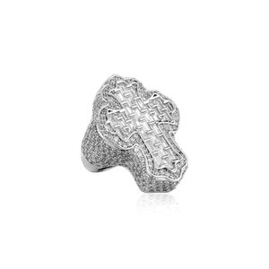 925 plata esterlina lujo personalización Hip Hop LEB Grown Cross anillo redondo y Baguette Iced Out diamante joyería diseños únicos - Product Image 3