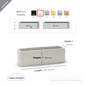 CBR1244WT - รูปสี่เหลี่ยมผืนผ้ายาวสีขาว - 12x4x4 - Product Image 3