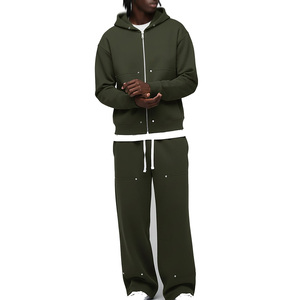 Fashionable Streetwear Polyester/Cotton Hooded Printed Sweatsuits High Quality Custom Made Solid Color Drawstring Closure - Product Image 1