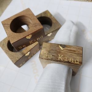 Servilleteros de madera y Cuerno cuadrados con incrustaciones de latón Be-kind, lo mejor para vajilla y decoración de cena, anillo para servilletero - Product Image 6