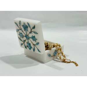 Meilleure vente boîte à bijoux incrustée de marbre naturel nacre bague et collier stockage de sécurité pour les cadeaux - Product Image 1