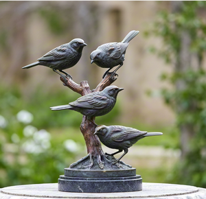 Antiek bronzen engelvogel stond op een tak boom standbeeld ornament metaalgiettechniek dierlijk ontwerp kunst verzamelobject decoratie - Product Image 1