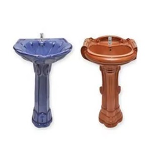 อ่างล้างหน้าเซรามิกแบบเรียบง่ายชุดอ่างล้างมือแบบแท่นชุดห้องน้ำกันรอยเปื้อนสำหรับโรงพยาบาลวิลล่าส่งตรงอินเดีย - Product Image 4