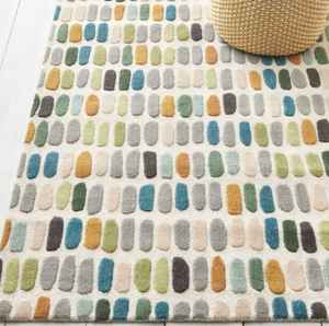 Tapis Oushak Moderne Fait Main Laine de Haute Qualité Multicolore Points Abstraits Brodés Inspiré Style Turc pour Prière de Cuisine - Product Image 4